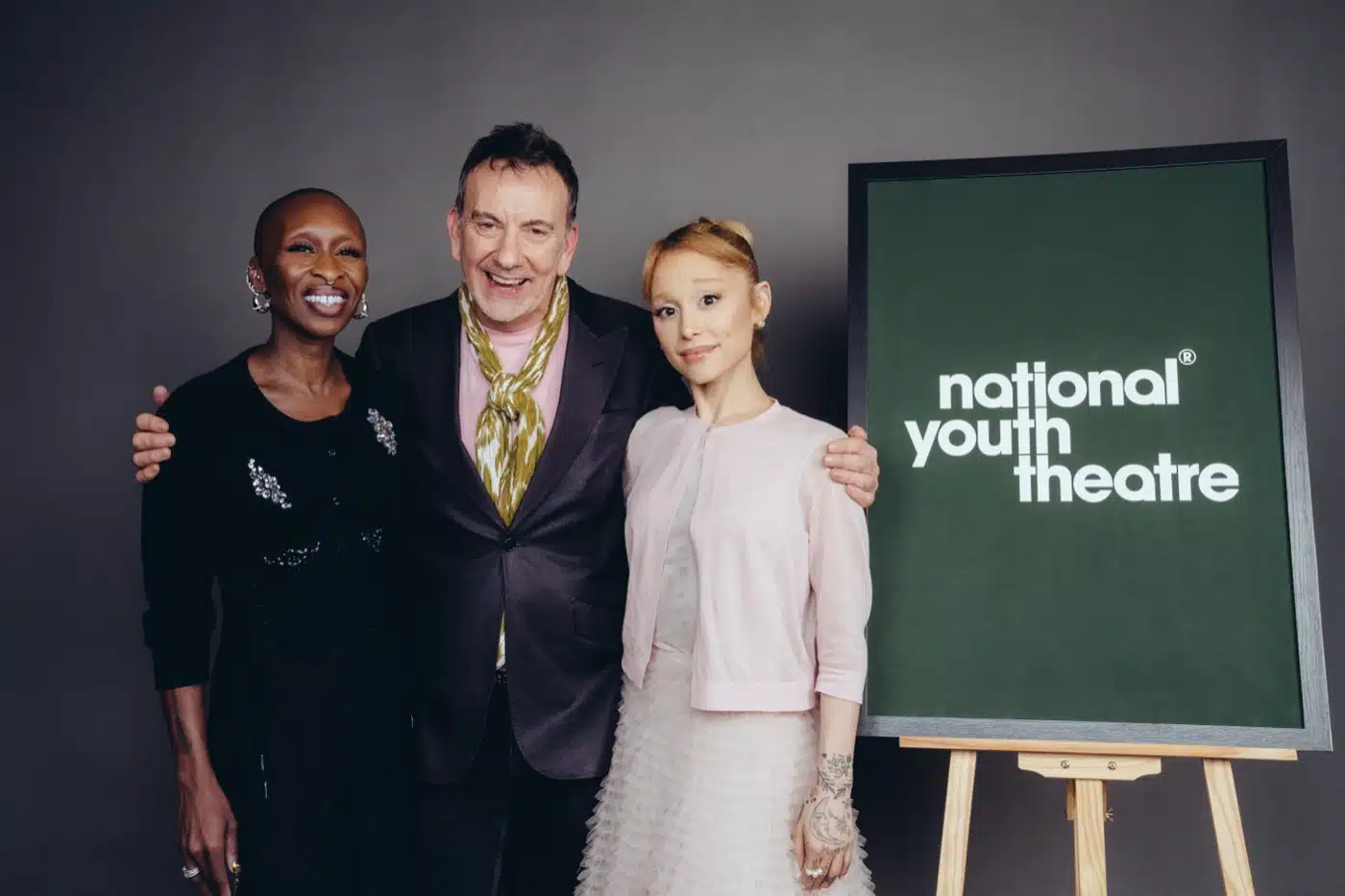Cynthia Erivo NYT Chair Dawn Airey NYT CEO Cythia Erivo NYT Chair Dawn Airey NYT CEO Artistic Director Paul Roseby and Ariana Grande Credit Helen Murray