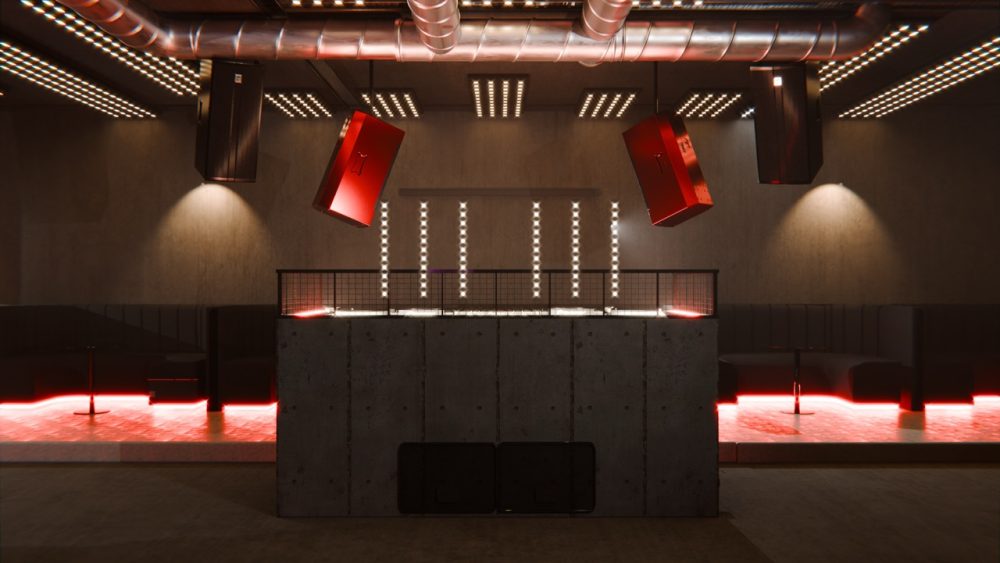 Futuristic DJ booth at club Gallery London, a cutting-edge nightlife destination with immersive lighting and top-tier sound design.